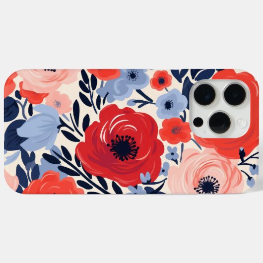 Kleurrijk Modern Rood Wit Blauw Aquarel Bloemig Case-Mate iPhone Case (Achterkant (horizontaal))