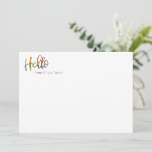 Kleurrijk modern schrift gepersonaliseerde hallo n notitiekaartje