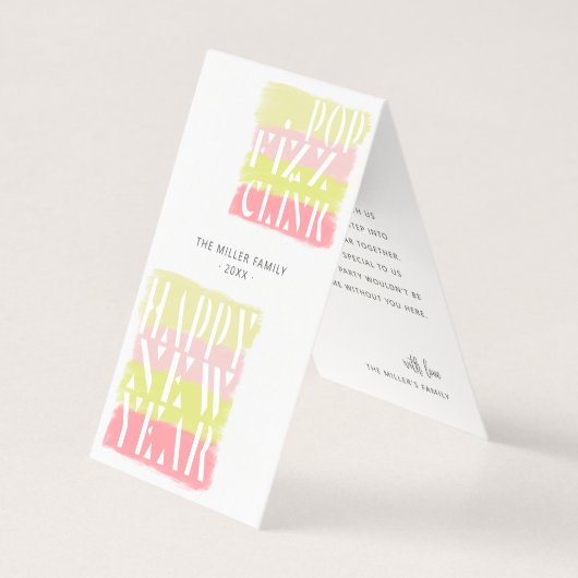 Kleurrijk Modern Script New Years Party Gevouwen K Kaart (Voorkant)