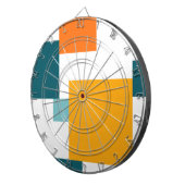 Kleurrijk, modern, speelbaar vierkant geometrisch dartbord (Voorkant Rechts)