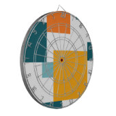 Kleurrijk, modern, speelbaar vierkant geometrisch dartbord (Voorkant Links)