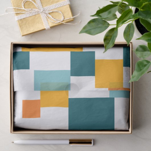 Kleurrijk, modern, speelbaar vierkant geometrisch tissuepapier (Geschenk)