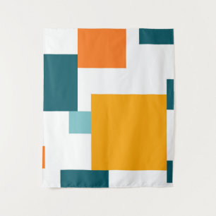 Kleurrijk, modern, speelbaar vierkant geometrisch wandkleed