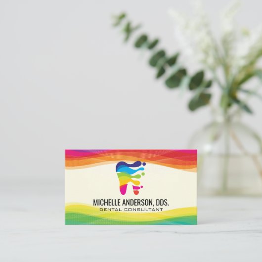 Kleurrijk modern tandheelkundig logo visitekaartje (Staand voorkant)