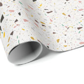 Kleurrijk modern terrazzo textuurpatroon cadeaupapier (Rol Hoek)