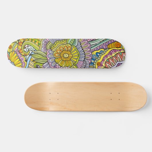 Kleurrijk Modern Trendy Abstract Bloemenpatroon Persoonlijk Skateboard (Horizontaal)