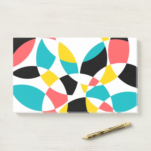 Kleurrijk, modern, trendy, koel, uniek cirkelvormi post-it® notes (Op bureau)