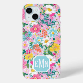 Kleurrijk  Modern Tuin Monogram iPhone 15 Mini Hoesje