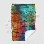 Kleurrijk Modern Vervuild Abstract Monogram Golfhanddoek (Insitu)