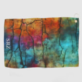 Kleurrijk Modern Vervuild Abstract Monogram Golfhanddoek (Horizontaal)