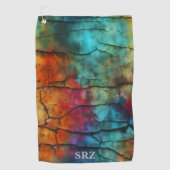 Kleurrijk Modern Vervuild Abstract Monogram Golfhanddoek (Voorkant)