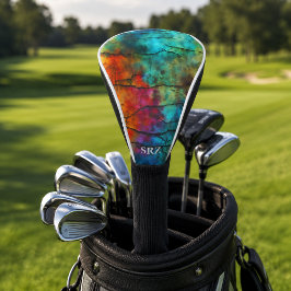Kleurrijk Modern Vervuild Abstract Monogram Golfheadcover