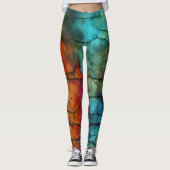 Kleurrijk Modern Vervuild Abstract Monogram Leggings (Voorkant)