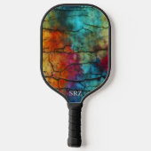 Kleurrijk Modern Vervuild Abstract Monogram Pickleball Paddle (Achterkant)