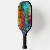 Kleurrijk Modern Vervuild Abstract Monogram Pickleball Paddle (Links)
