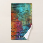 Kleurrijk Modern Vervuild Abstract Monogram Sport Handdoek (Handdoek)