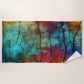 Kleurrijk Modern Vervuild Abstract Monogram Strandlaken (Voorkant)