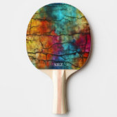 Kleurrijk Modern Vervuild Abstract Monogram Tafeltennisbatje (Voorkant)