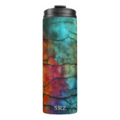 Kleurrijk Modern Vervuild Abstract Monogram Thermosbeker (Voorkant)