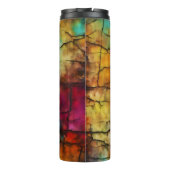 Kleurrijk Modern Vervuild Abstract Monogram Thermosbeker (Achterkant)