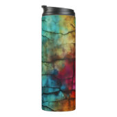Kleurrijk Modern Vervuild Abstract Monogram Thermosbeker (Geroteerd rechts)