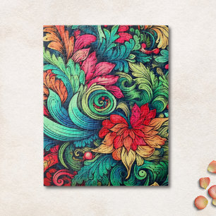 Kleurrijk Modern Vintage Bloemmotief Legpuzzel