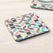 Kleurrijk, modern, vrolijk cirkelvormig geometrisc bier onderzetter (Linkerzijde)