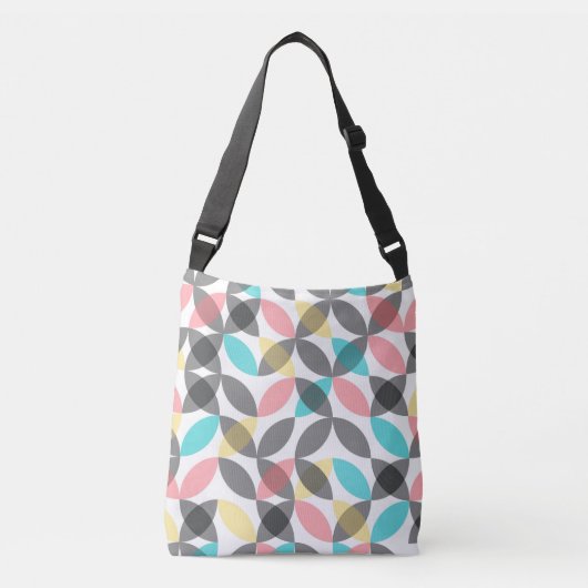 Kleurrijk, modern, vrolijk cirkelvormig geometrisc crossbody tas (Voorkant)