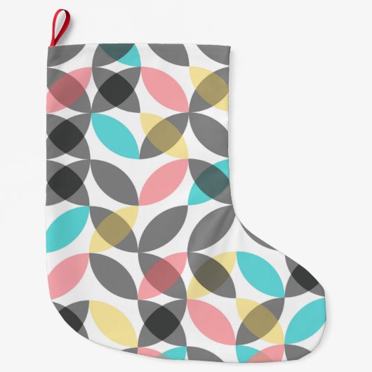 Kleurrijk, modern, vrolijk cirkelvormig geometrisc grote kerstsok (Voorkant)