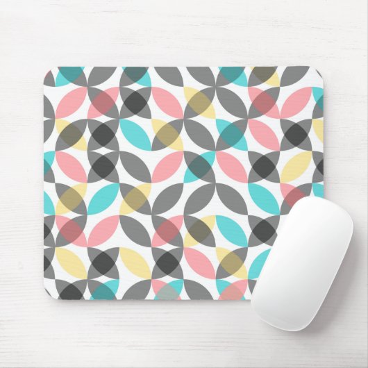 Kleurrijk, modern, vrolijk cirkelvormig geometrisc muismat (Met muis)