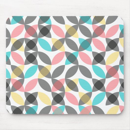 Kleurrijk, modern, vrolijk cirkelvormig geometrisc muismat (Voorkant)