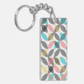 Kleurrijk, modern, vrolijk cirkelvormig geometrisc sleutelhanger (Voorkant Links)
