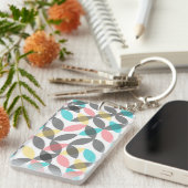 Kleurrijk, modern, vrolijk cirkelvormig geometrisc sleutelhanger (Voorkant Rechts)