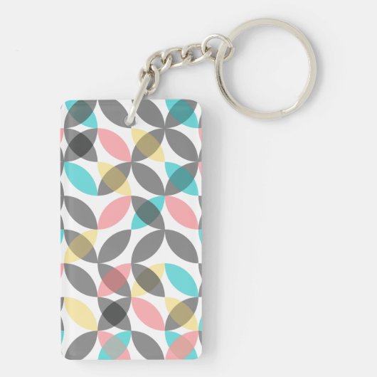 Kleurrijk, modern, vrolijk cirkelvormig geometrisc sleutelhanger (achterkant)