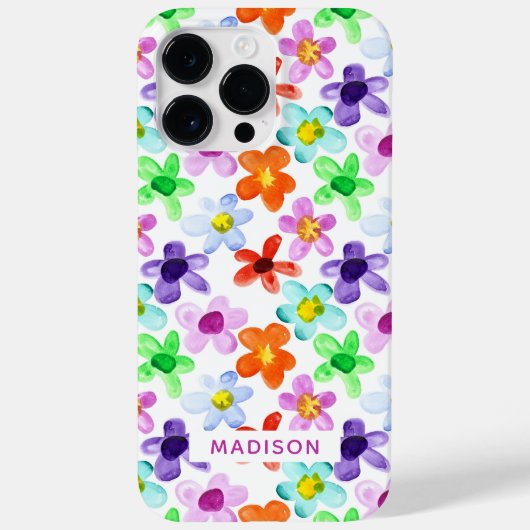 Kleurrijk Modern Waterverf Bloemmotief Persoonlijk Case-Mate iPhone Case (Achterkant)