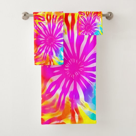 KLEURRIJK MODERN WEB GEÏNSPIREERD ONTWERP TIE-DYE BAD HANDDOEK (Insitu)