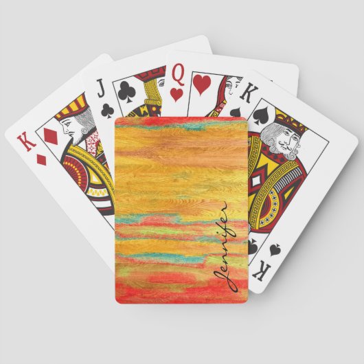 Kleurrijk Moderne Houtnerf Achtergrond Pokerkaarten (Achterkant)