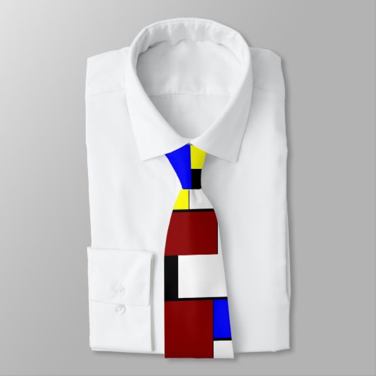Kleurrijk Mondriaan Rood, Blauw, Geel Patroon Stropdas (Gebonden)