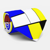 Kleurrijk Mondriaan Rood, Blauw, Geel Patroon Stropdas (Opgerold)