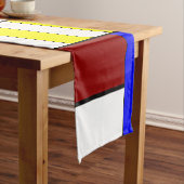 Kleurrijk Mondriaan Stijl Rood, Blauw, Geel Patroo Korte Tafelloper (Voorbeeld)