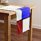 Kleurrijk Mondriaan Stijl Rood, Blauw, Geel Patroo Korte Tafelloper (Voorbeeld)