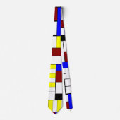 Kleurrijk Mondriaan Stijl Rood, Blauw, Geel Patroo Stropdas (Voorkant)