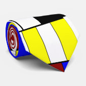 Kleurrijk Mondriaan Stijl Rood, Blauw, Geel Patroo Stropdas (Opgerold)