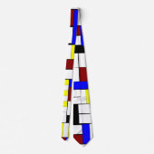 Kleurrijk Mondriaan Stijl Rood, Blauw, Geel Patroo Stropdas (Achterkant)