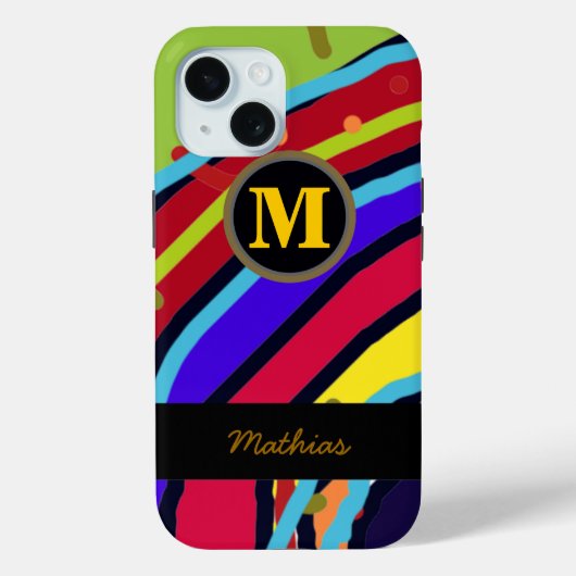 kleurrijk monogram abstracte koel Case-Mate iPhone case (Achterkant)