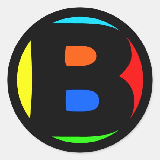 KLEURRIJK MONOGRAM LETTER B RONDE STICKER (Voorkant)