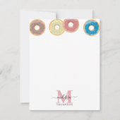 Kleurrijk Monogram met Donuts en Strooisel Notitiekaartje (Voorkant)