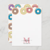 Kleurrijk Monogram met Donuts en Strooisel Notitiekaartje (Voorkant / Achterkant)
