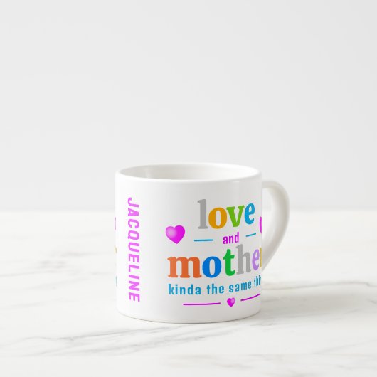 Kleurrijk monogram Moeder Espresso Kop (Voorkant rechts)