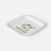 Kleurrijk Monster Thema Kids Verjaardagsfeest Papieren Bordje (Gebogen)